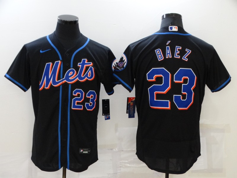 Men's New York Mets Javier Baez #23 Black Baseball Jersey
